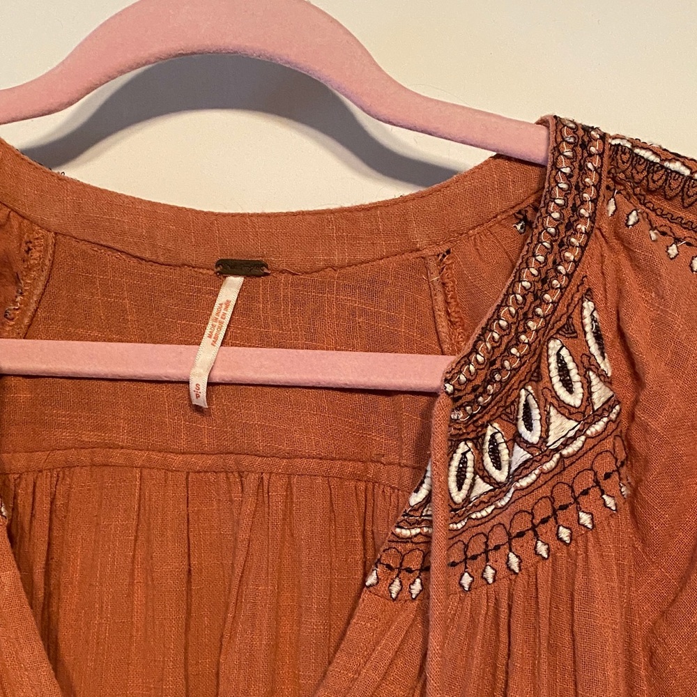Free People Rust Embroidered Tunic - Picture 2 of 9
